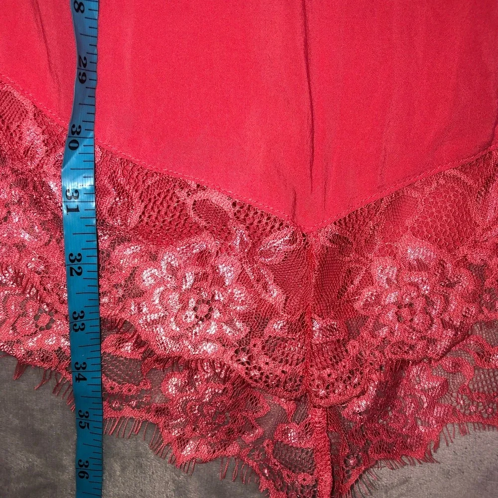 Free People Intimately Eyelashes Lace Mini‎ Slip Dress S Red Coral Boho Festival